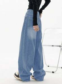 Women's Casual Washed Wide-Leg Denim Pants