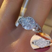 1 pieza Anillo minimalista de diseño simple y de moda para mujeres, con circonita cúbica sintética incrustada, joyería versátil para uso diario