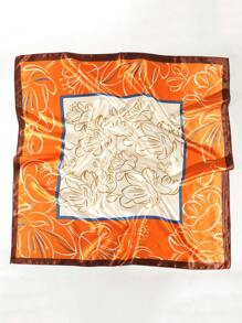 1 Piece Women Bandana Beach Accessories Simple Line Flower Contrast Color Print Square Headscarf Spring And Summer Satin Silk Scarf Hair Scarf Beach Towel Birthday Gift For Dress - Multicolor - View 8