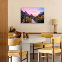 1pc Landscape Vintage Decoration Prints Poster A River Running Through A Lush Green Forest Wall Art Decoration For Living Room Bedroom Bathroom Kitchen Apartment Hotel, Artful Home Decoration - Framed, Horizontal - Wrapped Framed Canvas - View 6