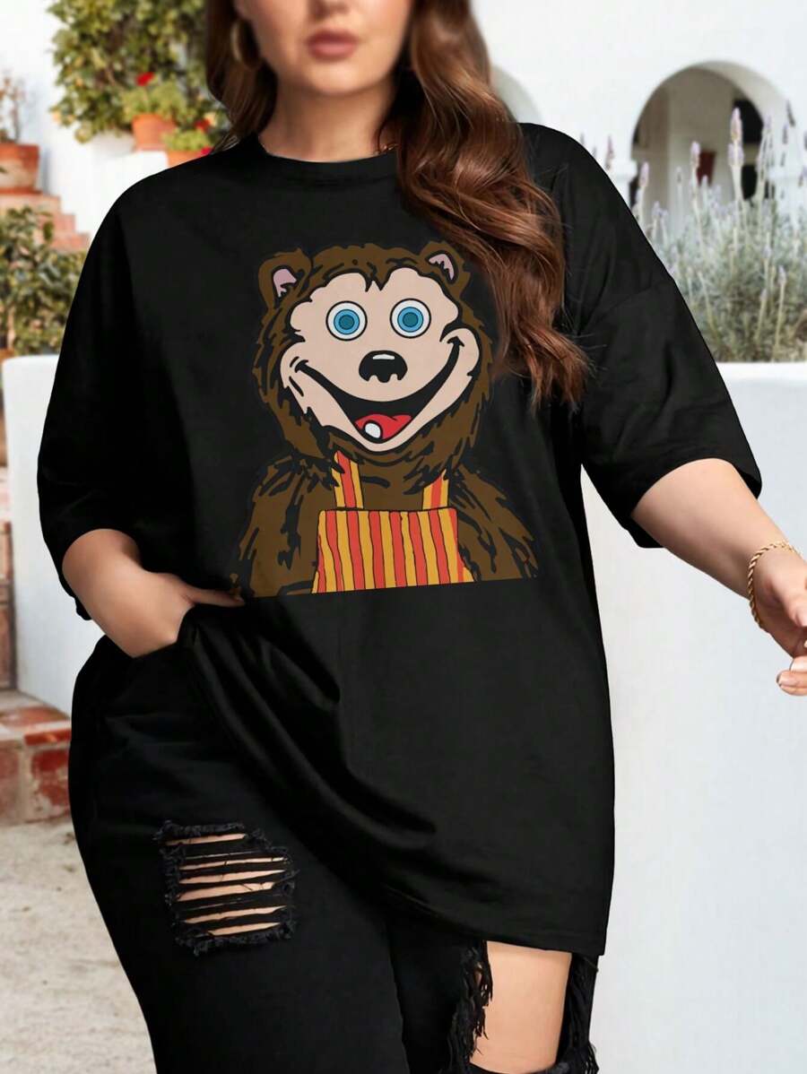 Billy Bob Rockafire Explosion Oversize Women T-Shirt For Women (Plus Size) - Chuck E. Cheese Showbiz Pizza Vintage - màu đen - Xem 1