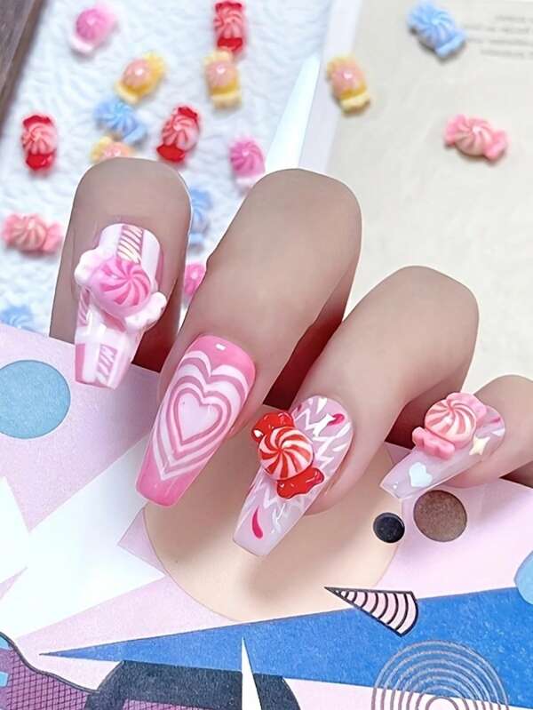 20/40 Peças Acessórios de Unhas de Desenho Animado Kawaii Dopamina, Doces Simulados, Artesanato Minúsculo, Encantos Comida DIY Resina Arte Decorações