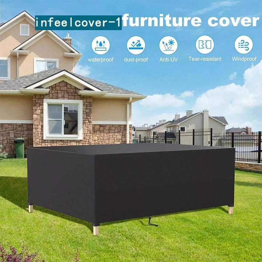 210D Heavy Duty Waterproof Garden Patio Furniture Cover For Rattan Table Sofa Chair Outdoor - Black - View 1