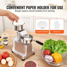 Commercial Burger Patty Maker, Hamburger Beef Patty Maker With Convertible Mold, Heavy Duty Stainless Steel Burger Press Machine, Large-Capacity Hopper Hamburger Press Machine, PE Meat Forming Processor With Handle & Patty Paper - 100mm/4inch - View 4