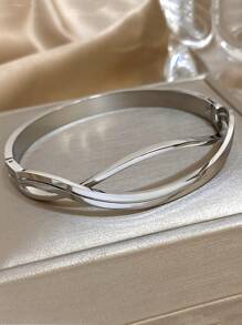 1 件多色双面手链简约不锈钢手镯适合日常派对珠宝生日圣诞节情人节礼物