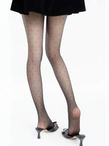 1 pieza Medias/Pantimedias sexy a lunares negros para mujer, apropiadas para festivales de música, baile y discotecas
