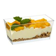 25/50个装塑料甜点杯，容量140毫升，长方形透明塑料甜点杯，尺寸9.8 x 4.7 x 4.5厘米，可重复使用，适用于甜点、布丁、慕斯和派对小吃。 - 無色 - 查看 4