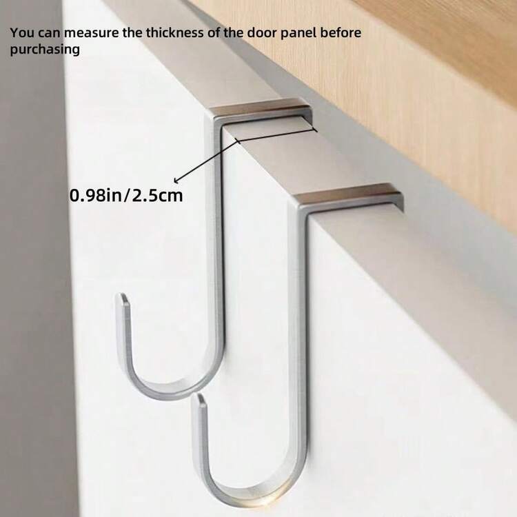 2 Packs Stainless Steel Double S-Shaped Over The Door Hooks, Heavy Duty No-Drill Necessary For Hanging Clothes, Towels, Coats, Door Thickness Less Than 2.5cm - Multicolor - View 9