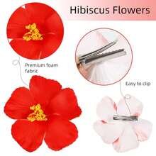 5pcs/Set Tropical Flower Design Hair Clips, Suitable For Pool, Summer Beach Party, Cocktail Party, Wedding