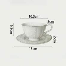Conjunto de Xícara e Pires de Cerâmica com Alívio de Anjo, Xícara de Café e Chá da Tarde Vintage, Estilo Palaciano Europeu, Presente de Aniversário