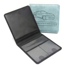 Porta documentos de automóvil, funda de licencia de conducir, bolsa de almacenamiento de licencia de conducir de cuero, porta tarjetas de crédito - Gris - Ver 6