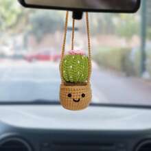 1 pieza de adorno colgante para el espejo retrovisor, hecho a mano en estilo bohemio, accesorio ideal para mujeres, niñas, amantes de suculentas/cactus, decoración interior verde para el coche, también apto como accesorio colgante para camiones, decoraciones y regalos de boda, decoración del hogar