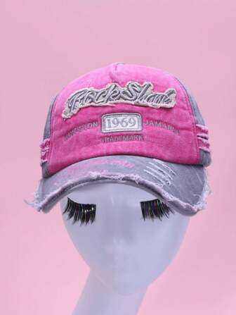 洗水牛仔男女款复古破洞棒球帽，品牌