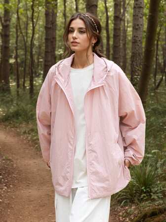 轻便户外夹克，透气防紫外线 UPF50+ 冰丝防晒夹克，适合徒步旅行、徒步旅行、骑自行车等各种户外活动。