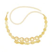 1 pièce Chaîne de taille longue en métal avec pendentif de pièce de style bohémien, accessoire de perle de fantaisie vintage pour femmes, ceinture de taille rétro