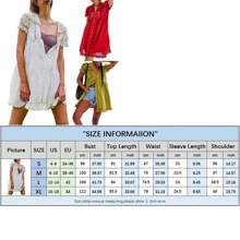 Women's 2025 Summer Short Sleeve Casual Short Mini Dresses Lace Patchwork Hem V Neck A-Line Sundress - White - View 11