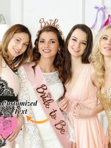 1pc/6pcs Customized Romantic Ribbon Belts; DIY Dress Up For Weddings, Parties, Birthdays, And Graduation Ceremonies; Customized Decorations; Gift Ribbon; Customized Gold Handwritten Fonts; Available In Multiple Colors; Customized Accessories For Brides And Bridesmaids.