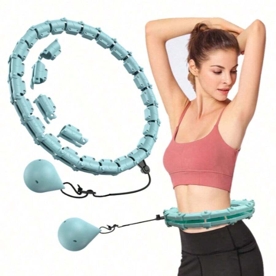 Aro de ejercicio con peso infinito, adecuado para pérdida de peso en adultos, inteligente 2 en 1 con 24 nudos desmontables, aro de fitness deportivo adecuado para mujeres y principiantes - verde menta - Ver 1