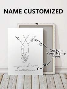 1 pieza Cartel de lienzo enmarcado y personalizado para boda, póster personalizado con el nombre de la novia y el novio para decoración del hogar, regalo perfecto para el Día de San Valentín y aniversarios, multifuncional, duradero, ornamental, reutilizable, exquisito, elegante, de alta calidad, colorido, moderno, personalizado, único, regalo ideal para él, regalo ideal para ella, novio, papá, novia, mamá, familia, amigos, salón de té, hogar, jardín, oficina, para aniversarios, para el Día de San Valentín, para el Día de la Madre, para cumpleaños, para el Día del Padre, para graduaciones, para bodas, para inauguración de casa