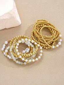 18/16/15/14/4pcs CCB Beaded Bracelet Set With Cross & Faux Pearl, Suitable For Women Vacation, Date, Gift, Casual, Party, Beach - phong cách 1 - Xem 11