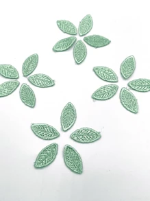 20 件绿叶 DIY 服装装饰补丁，刺绣花卉家居工艺配件 - 綠色 - 查看 6