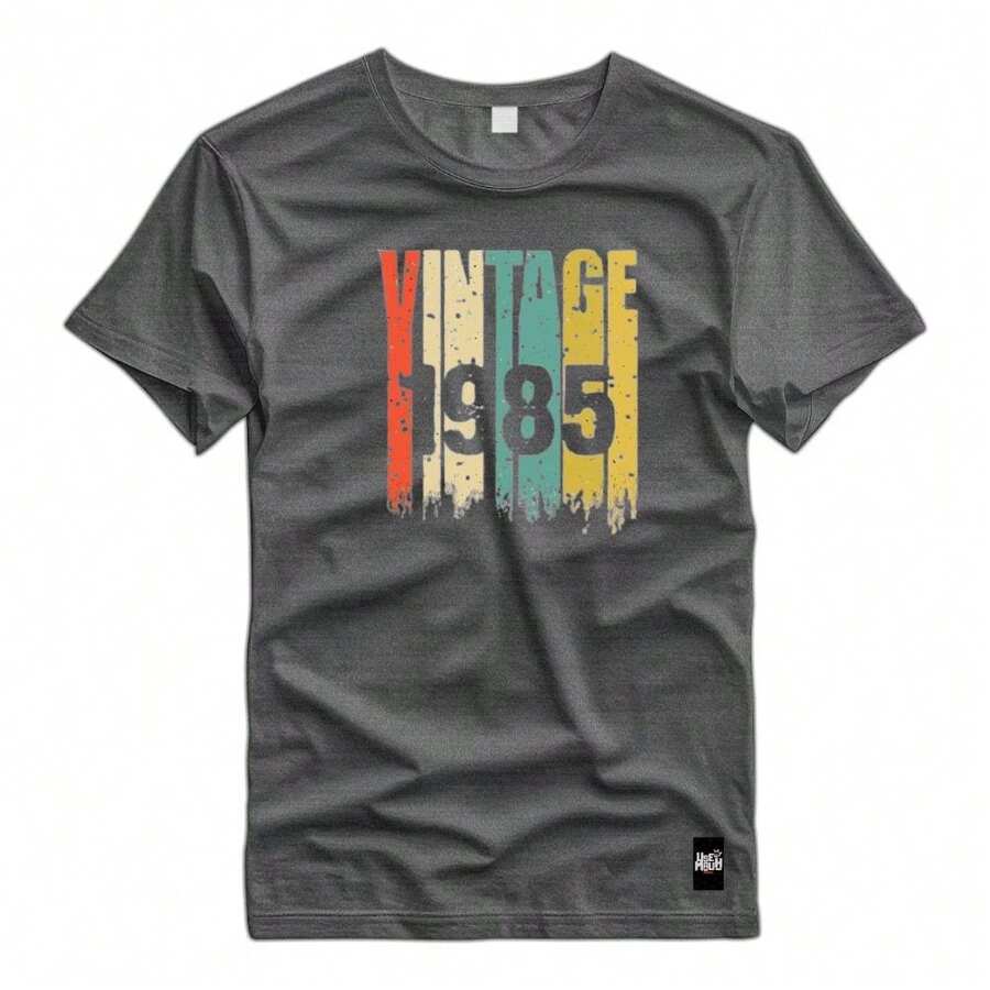 Camiseta Unissex Personalizada Estampada Vintage 1985 Colorida - Chumbo - Visão 1