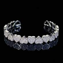 1pc Women's Rhinestone Heart Shaped Charm Daily Bracelet, Elegant & Minimalist Design