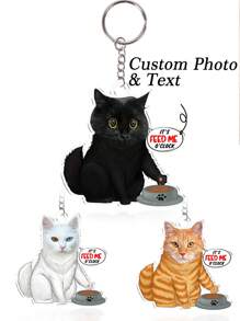 1pc Funny Cat Expression Keychain, Customized Cat Expression, Cute Keychain Keychain Ring Accessories Bag Funny Pendant Key Ring Jewelry Fan Gift - Multicolor - View 1