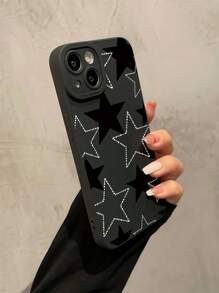 1pc Black Star Pattern Full Coverage TPU Shockproof Phone Case Compatible With Apple 17, 16, 15, 14, 13, 12, 11 Pro Max, And Series - Multicolor - View 2