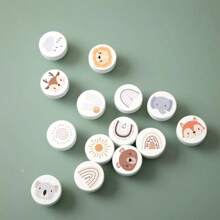 Scandinavian Style Children's Cute Rainbow Animal Round Bedside Table Drawer Knob, Furniture Wardrobe Door Wooden Handle, Multifunctional Furniture Drawer Knob, Children's Room Cartoon Decoration