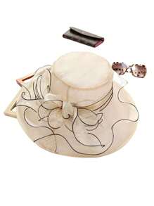 1pc Flower Mesh Sunshade Hat, Women Beach UV Protection Sun Hat, Organza Church Hat