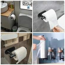 Adhesive Toilet Paper Holder Kitchen Roll Towel Rack Napkin Dispenser Absorbent Stand Tissue Hanger Bathroom Accessories - Kitchen Paper Silver - View 6