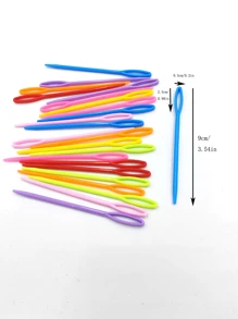 50pcs/74pcs Random Color Plastic Sewing Needles, 5.5cm/9cm DIY Hand Stitching - Multicolor - View 6