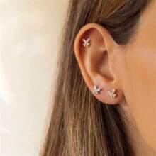 AVYRING 6PCS/8PCS Silver Gold Cartilage Earring Flat Back Earrings Flat Back Stud Earrings Flatback Stud Earrings Helix Tragus Earrings Screw Back Earrings For Women Earrings For Cartilage Jewelry - Multicolor - View 7