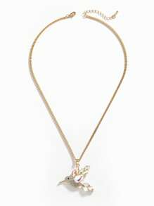 1pc Fashionable & Luxurious Full Crystal Flying Bird Pendant Necklace, Elegant & Glamorous Necklace Jewelry For Women, Suitable For Daily Wear & Party - Gold - View 5