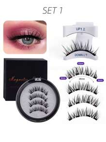 磁性睫毛自然外观，量子磁性睫毛采用磁铁和无胶设计，自然持久，易于佩戴，盒装条状睫毛，睫毛，睫毛，假睫毛 - 眼尾拉長款 - 查看 6