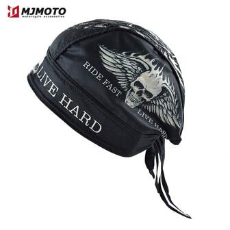 MJMOTO 经典复古男士摩托车头盔拉法帽面罩夏季跑步骑行帽头巾面罩头带