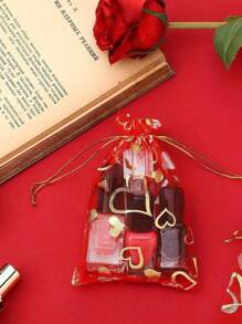 50 件心形抽绳欧根纱袋，珠宝礼品袋，糖果袋，婚礼派对用品珠宝包装袋日常珠宝包装 - 查看 6