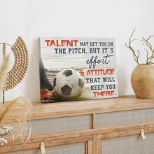 1pc Football Canvas Wall Art, Inspirational Soccer Quote Print, Frameless Sports Themed Decor For Boys Gym Bedroom Living Room - 12x16 Inch Motivational Poster, Gift For Football Enthusiasts Gifts Birthday Graduation