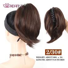 短直爪夹马尾辫接发，凌乱假发髻爪夹发片，女士凌乱发髻发圈，女孩（棕色混合灰金色） - 彩色 - 查看 23