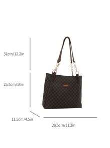 今年流行包包大容量单肩包PU女包2025新款女包欧美复古手提包 - 咖啡棕 - 查看 3