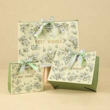 Elegante Blumen Geschenktüten aus Papier mit Schleife - geeignet für Feiertags-Shopping, Partys, Hochzeiten und Geburtstage - hochwertige Geschenktaschen