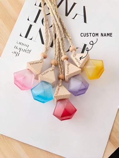 Botella vacía de 8ML con cubierta triangular personalizada con logo, color de diamante esmerilado, botella de subfrasco de aceite esencial aromático, colgante de coche de color mate en color morado/rosa/azul/amarillo/rojo