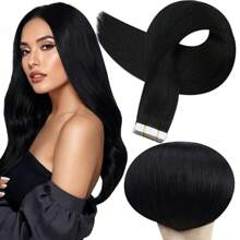Human Hair Extension Tape In Hair Extensions Real Remy Hair Jet Black 50 Gram 20 Pcs/Pack Invisible Tape In Natural Human Hair - Black - View 1