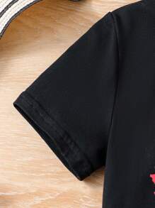2 buc/Set ținute casual de vară în aer liber pentru fete, tricou cu mânecă scurtă cu model fluture colorat și fustă din plasă cu lungime medie, respirabil și confortabil pentru adolescenți, potrivit pentru zilnic, călătorii, vacanțe