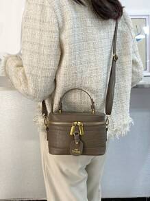 Fashion New Mini Crocodile Pattern Women's Handbag Crossbody Bag Classic Box Bag - Grey - View 5