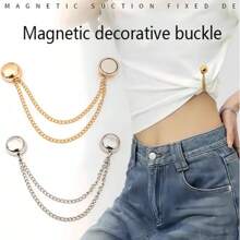2pcs Adjustable Magnetic Pants Clip And Cuff Clip - Alloy, Detachable Hem Clasps, Fits For Pants And T-Shirts, Seamless F