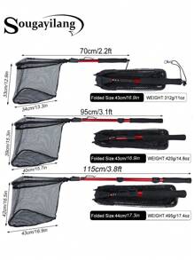 SOUGAYILANG Fishing Net Fish Landing Net, Foldable Collapsible Telescopic Pole With EVA Handle - Red - View 5