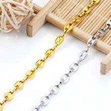 1m/39.37 pulgadas Cadena de grano de café de acero inoxidable de alta calidad de color dorado, cadena de nariz de cerdo, adecuada para hacer joyas DIY, collares, pulseras, cadenas de bolsos, hallazgos de ropa y accesorios