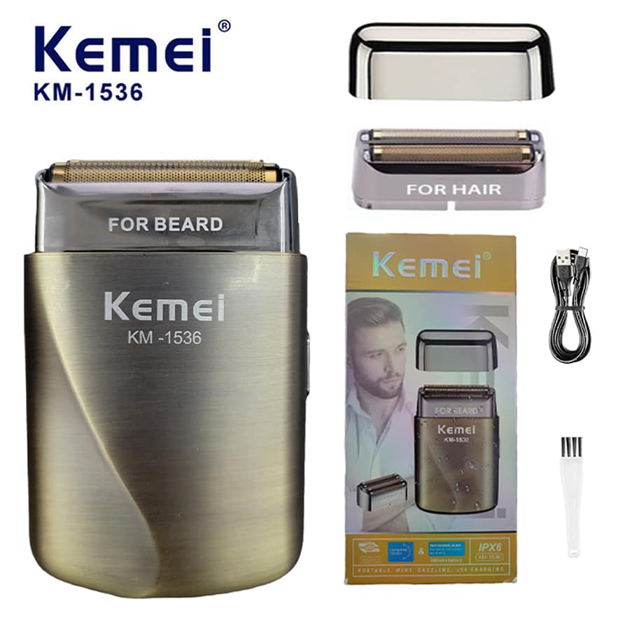 Kemei KM-1536 New IPX6 Waterproof Mini Electric Shaver, USB Charging ...